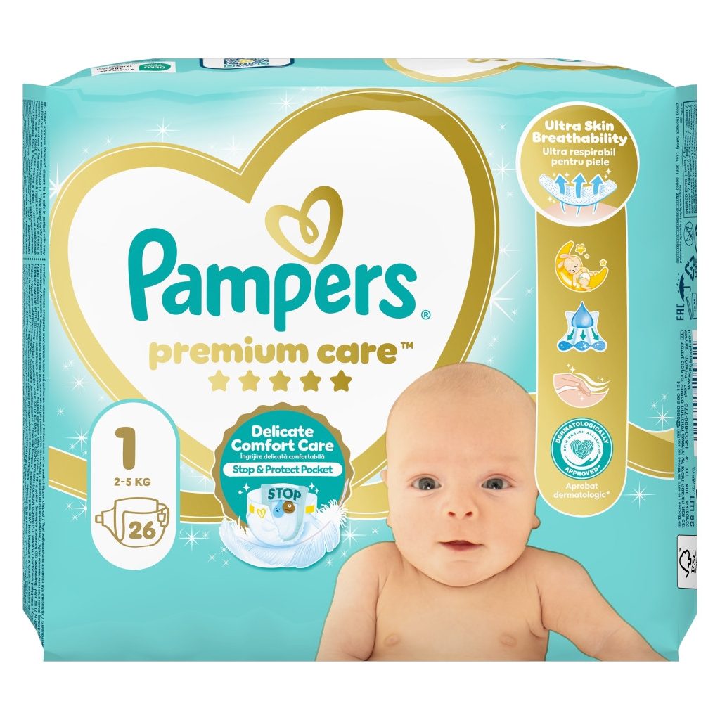 Pampers Premium Care pelenka, Újszülött 1, 2-5 kg, 26 db