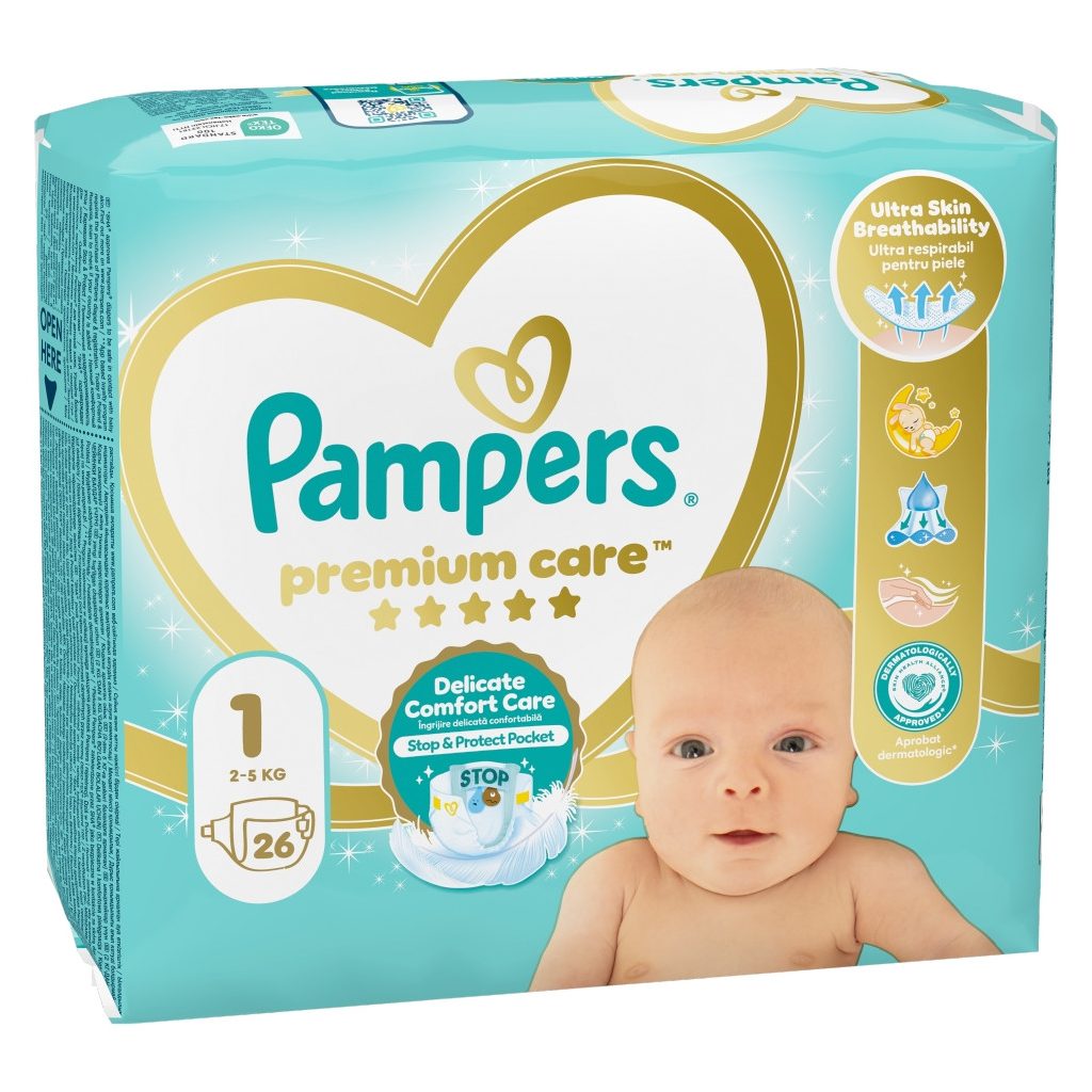Pampers Premium Care pelenka, Újszülött 1, 2-5 kg, 26 db