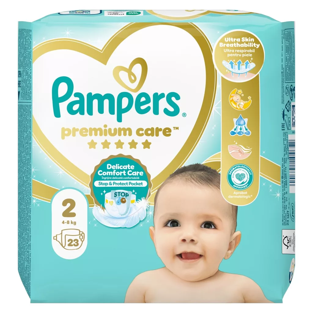 Pampers Premium Care pelenka, Mini 2, 4-8 kg, 23 db + AJÁNDÉK Baba az autóban matrica
