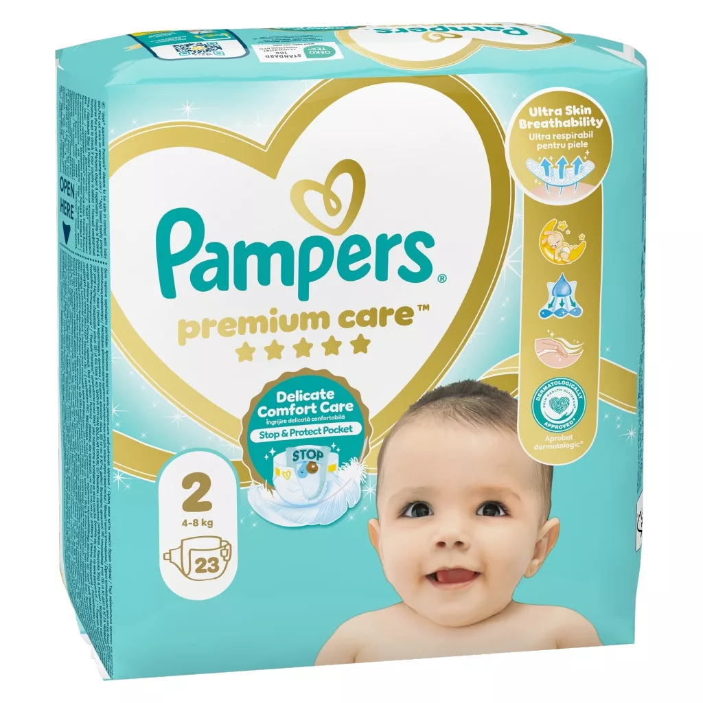 Pampers Premium Care pelenka, Mini 2, 4-8 kg, 23 db + AJÁNDÉK Baba az autóban matrica