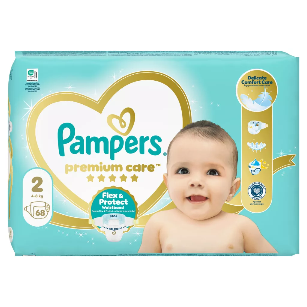 Pampers Premium Care pelenka, Mini 2, 4-8 kg, 68 db + AJÁNDÉK Baba az autóban matrica
