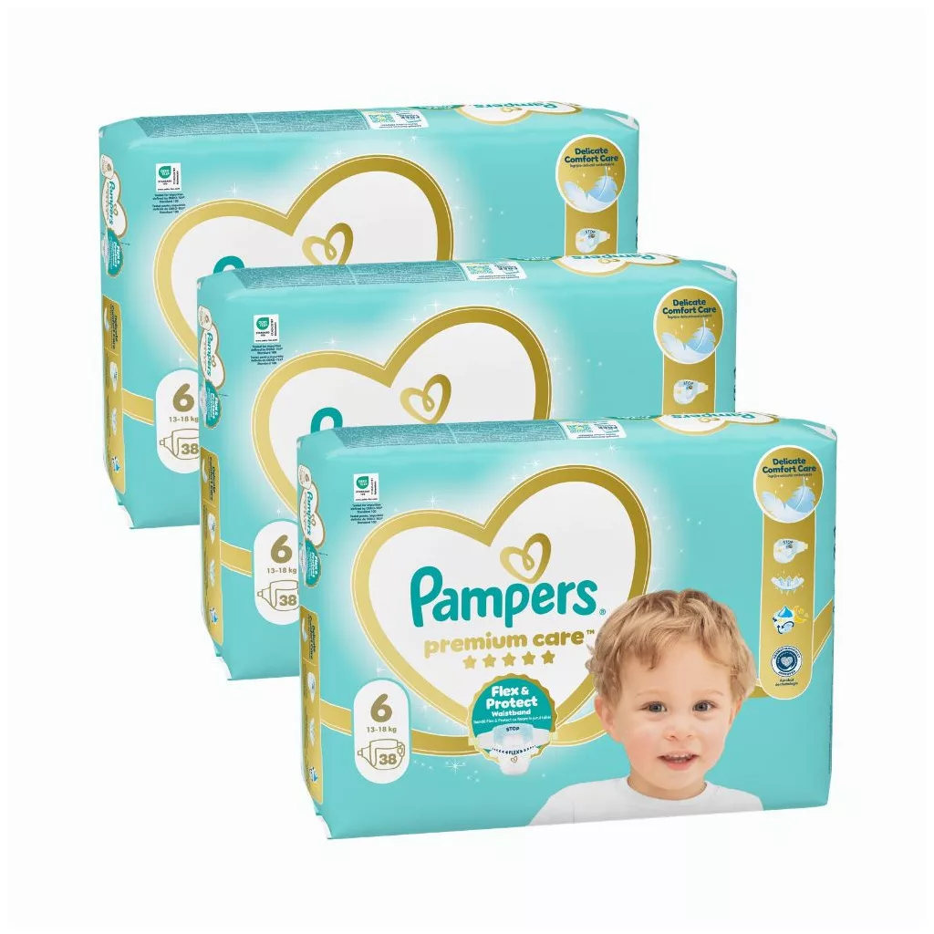 Pampers Premium Care pelenka, Junior 6, 13 kg+, 114 db