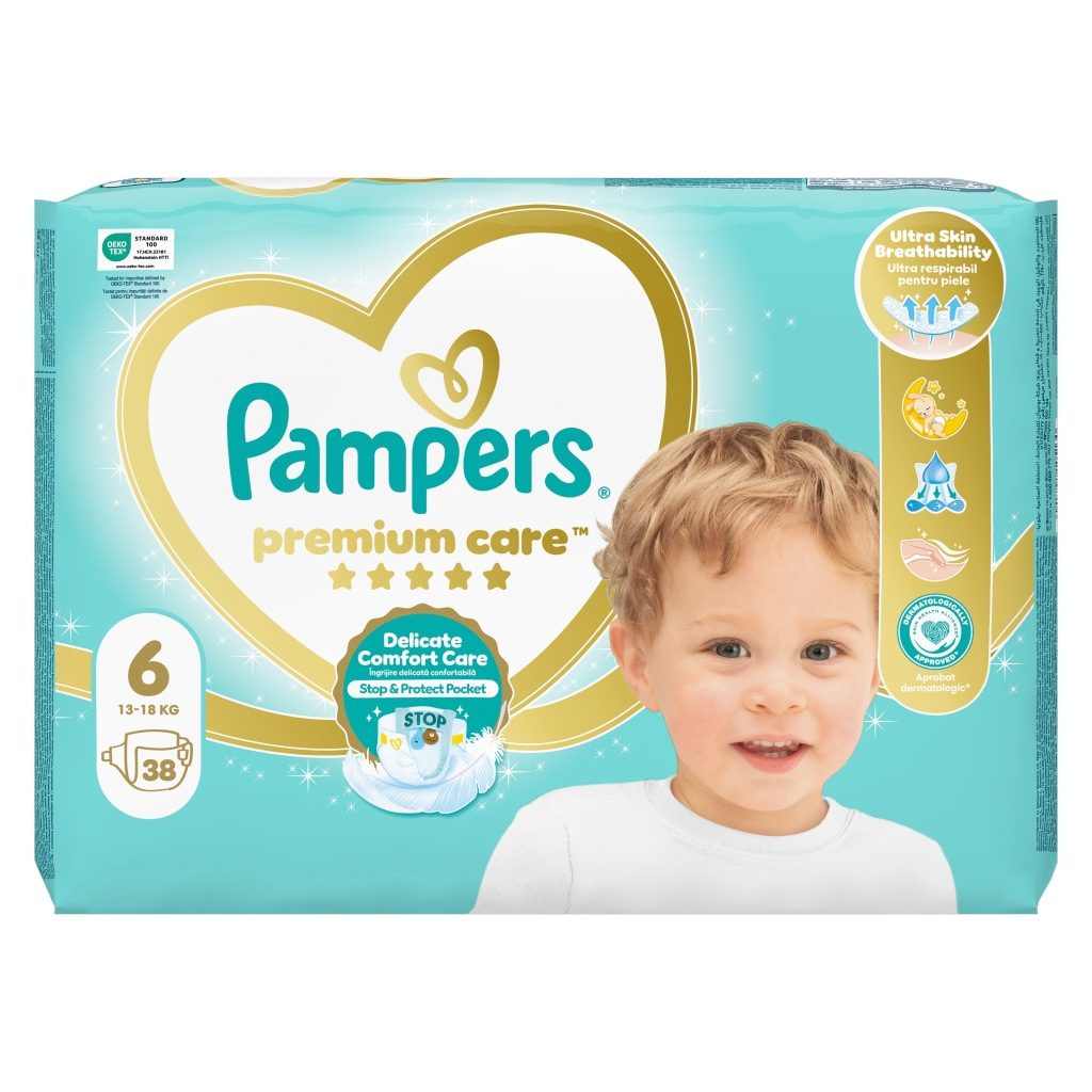 Pampers Premium Care pelenka, Junior 6, 13 kg+, 38 db
