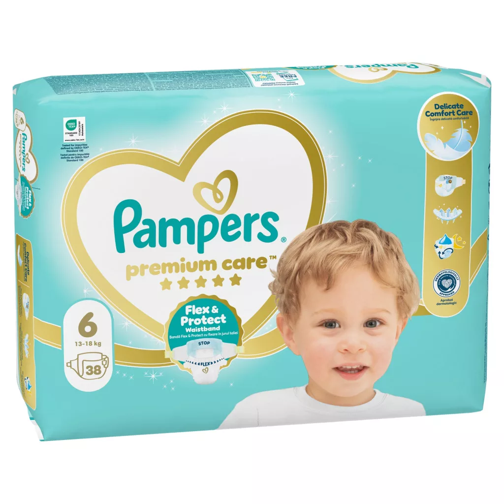 Pampers Premium Care pelenka, Junior 6, 13 kg+, 38 db