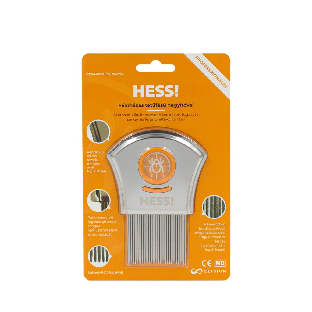 HESS! Fémházas tetűfésű nagyítóval