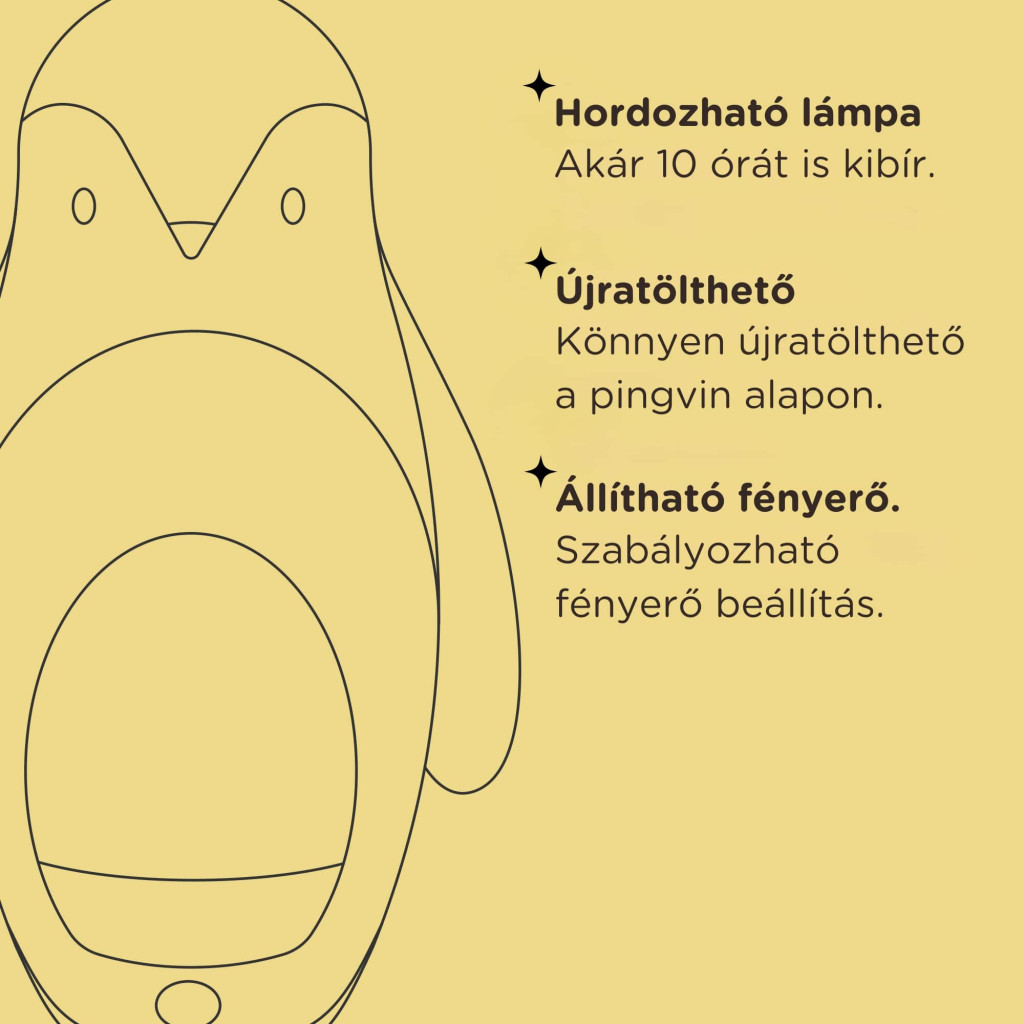 Tommee Tippee 2 az 1-ben hordozható éjszakai fény pingvin állítható fényerővel