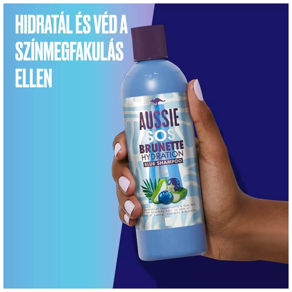 Aussie SOS Brunette Hair Hidratáló Vegán Kék Sampon (290 ml)