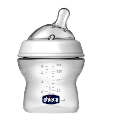 Chicco Natural Feeling műanyag cumisüveg szilikon ferde etetőcumival 0 hó+ 150 ml