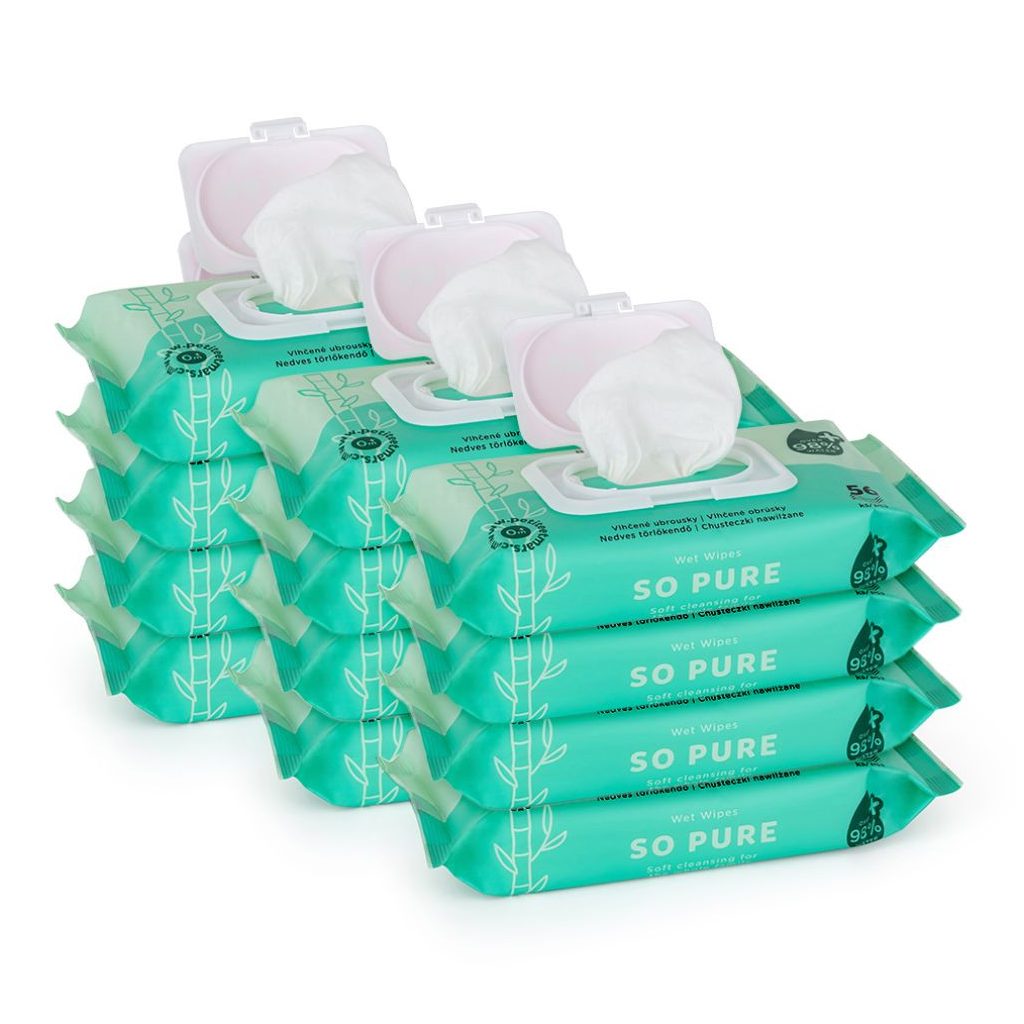 Petite&Mars So Pure bambusz nedves törlőkendő, biológiailag lebomló (12x56 db)