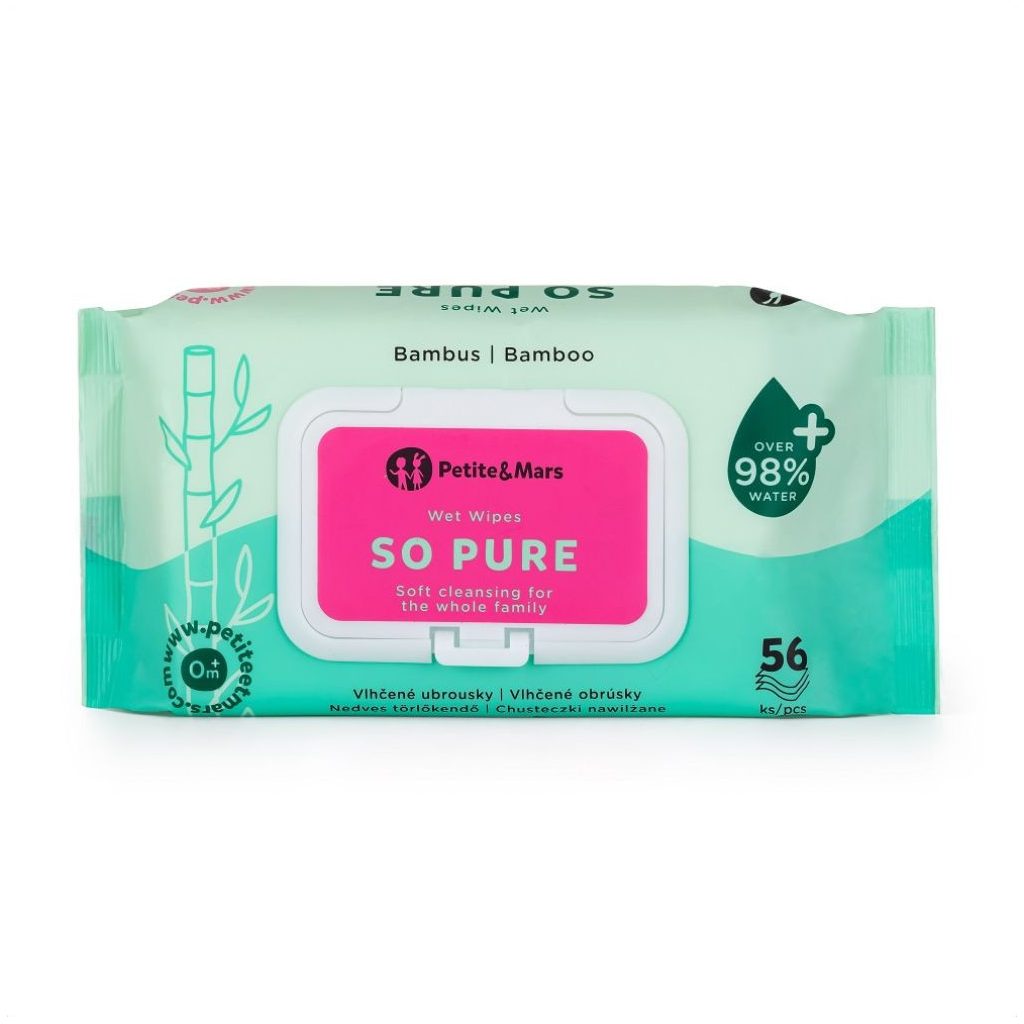 Petite&Mars So Pure bambusz nedves törlőkendő, biológiailag lebomló (12x56 db)