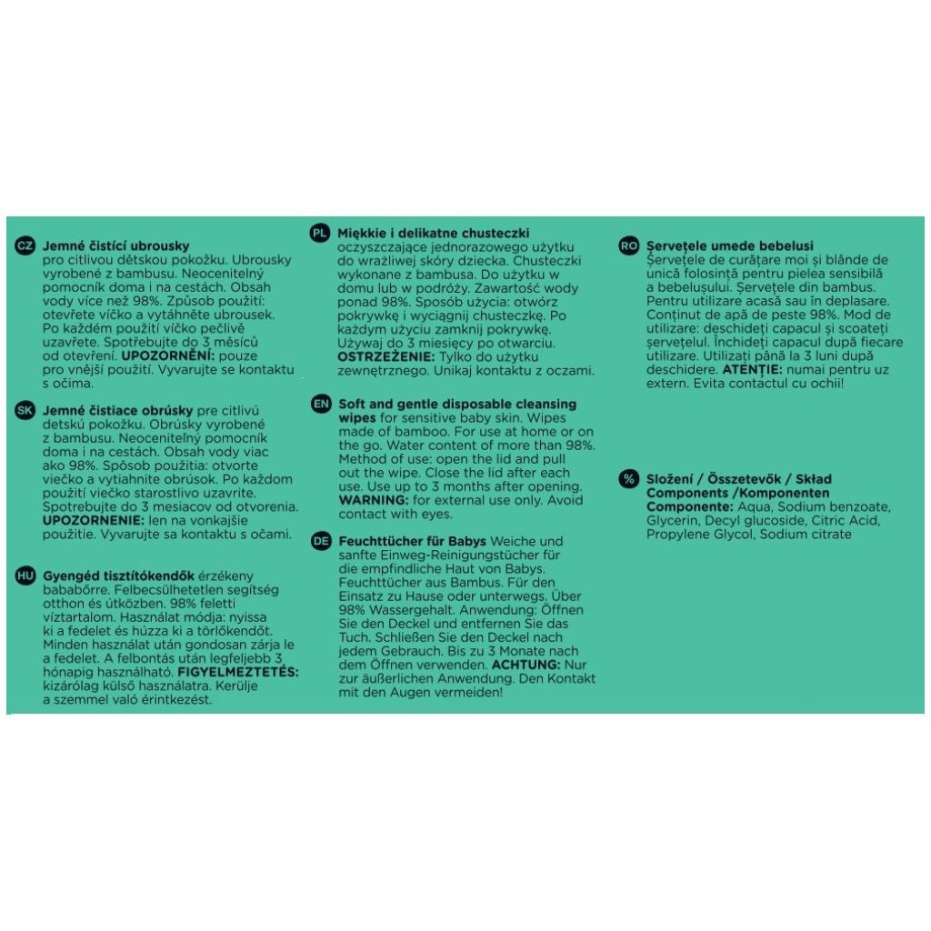 Petite&Mars So Pure bambusz nedves törlőkendő, biológiailag lebomló (12x56 db)