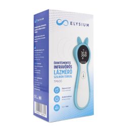   Elysium TP600 érintésmentes infravörös digitális lázmérő szilikon tokkal - Kék + ajándék elemmel