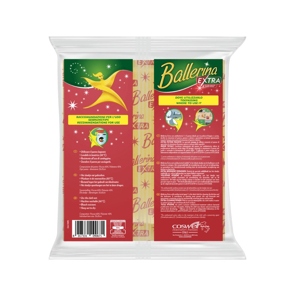 Ballerina extra háztartási törlőkendő antibakteriális hatóanyaggal (3 db)