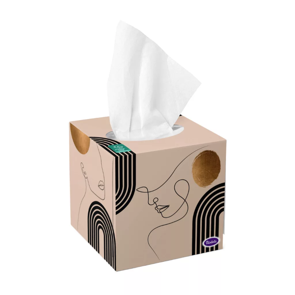 Violeta 3 rétegű zsebkendő, kozmetikai kendő, dobozos (60 db)