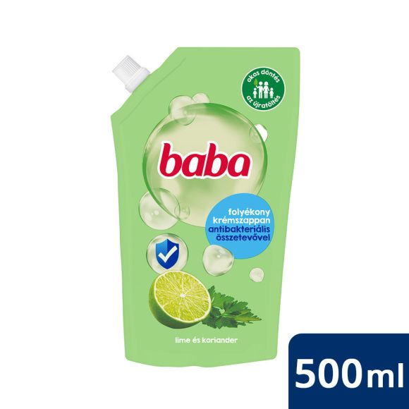 Baba folyékony szappan utántöltő antibakteriális lime és koriander illattal 500 ml