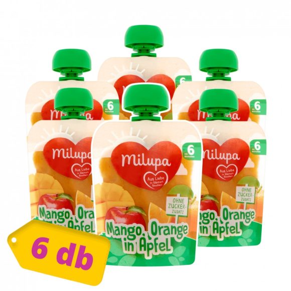 Milupa mangó-narancs-alma gyümölcspüré 6 hó+ (6x90 g)