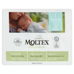   MOLTEX Pure&Nature öko pelenka, Újszülött 1, 2-4 kg, 22db + AJÁNDÉK Baba az autóban matrica