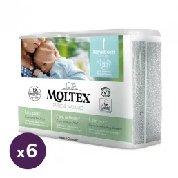   MOLTEX Pure&Nature öko pelenka, Újszülött 1, 2-4 kg HAVI PELENKACSOMAG 132 db + AJÁNDÉK Baba az autóban matrica