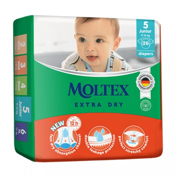 MOLTEX Extra Dry nadrágpelenka, Junior 5, 11-16 kg, 26 db