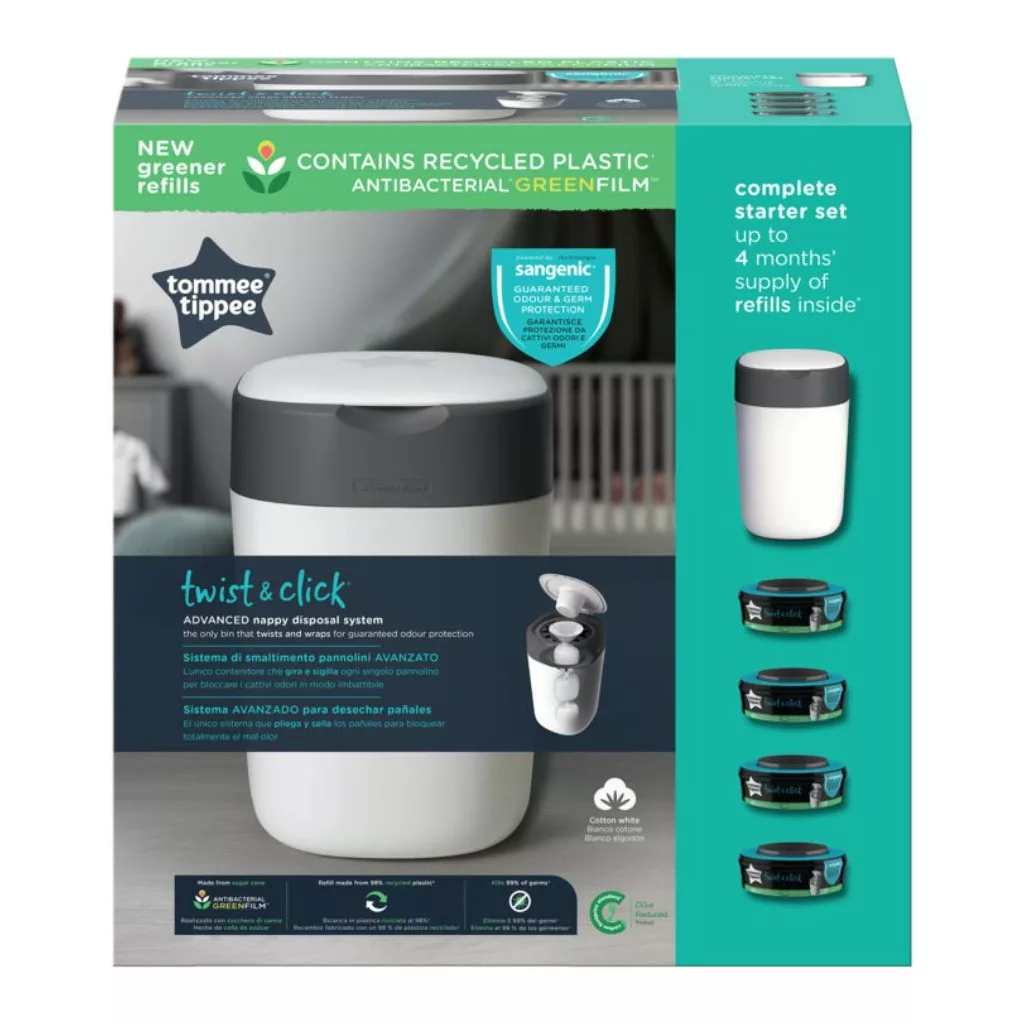 Tommee Tippee Twist&Click Sangenic TEC pelenkatároló szemetes (kuka) 4 db utántöltővel
