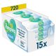 Pampers Harmonie Aqua Plastic Free műanyagmentes nedves törlőkendő 15x48 db
