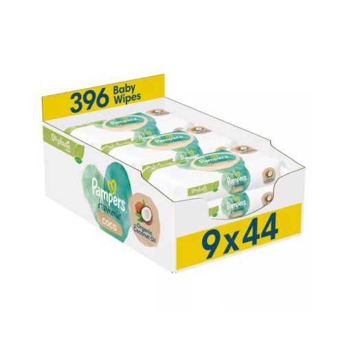Pampers Harmonie Coconut Plastic free műanyagmentes kókuszos nedves törlőkendő 9x44 db