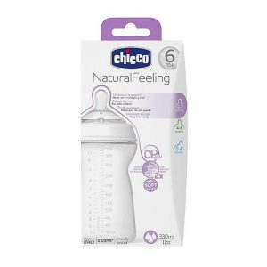 Chicco Natural Feeling műanyag cumisüveg szilikon etetőcumival 6 hó+ 330 ml