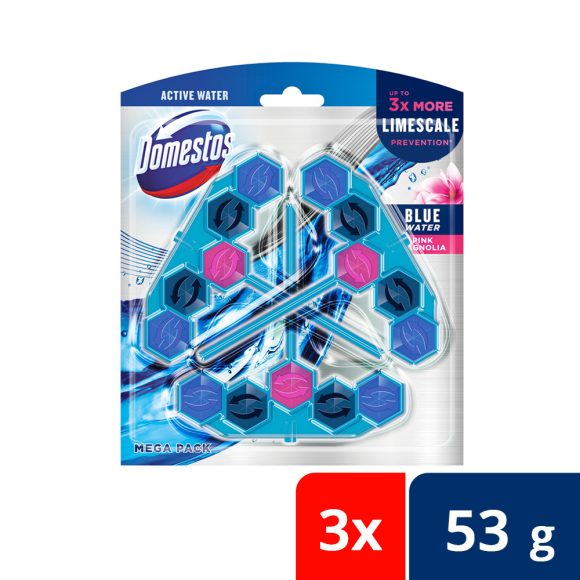 Domestos Power5+ WC-frissítő rúd, blue water pink magnolia (3x53 g)
