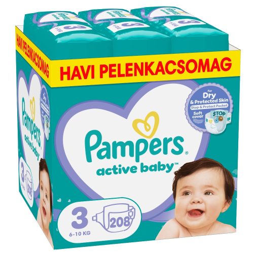 Pampers Active Baby pelenka, Midi 3, 6-10 kg, HAVI PELENKACSOMAG 208 db