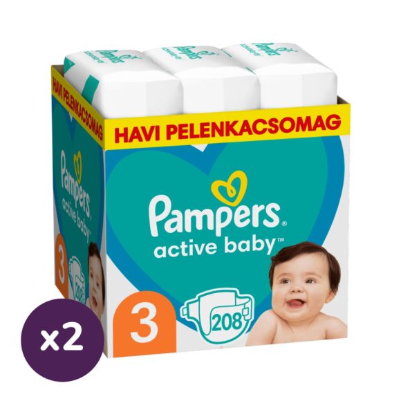 INGYENES SZÁLLÍTÁS - Pampers Active Baby pelenka, Midi 3, 6-10 kg, 1+1, 416 db
