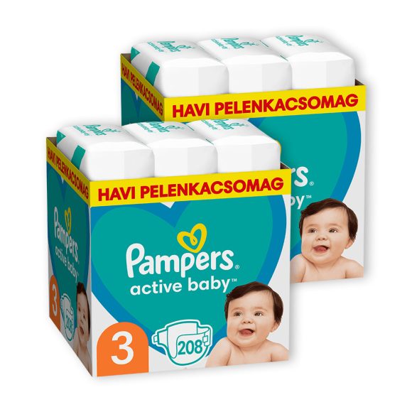 INGYENES SZÁLLÍTÁS - Pampers Active Baby pelenka, Midi 3, 6-10 kg, 1+1, 416 db
