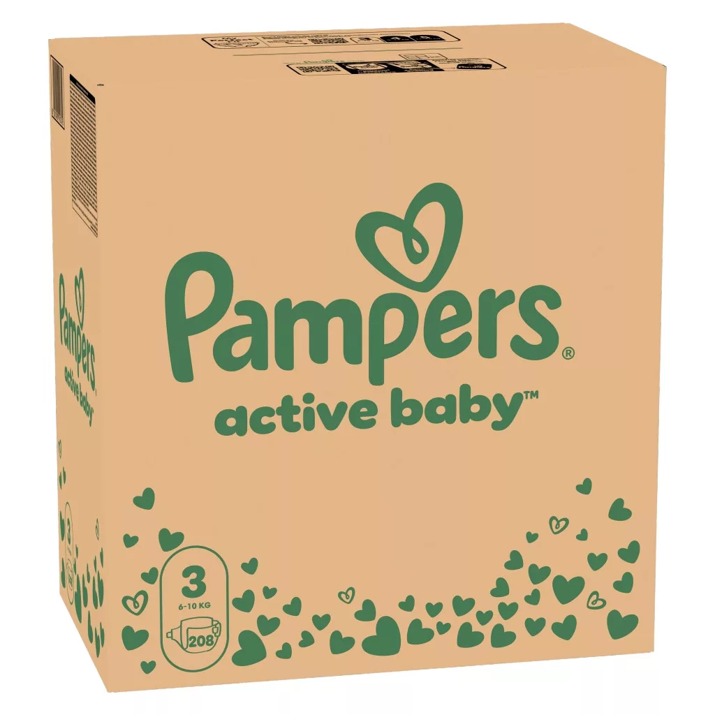 Pampers Active Baby pelenka, Midi 3, 6-10 kg, HAVI PELENKACSOMAG 208 db