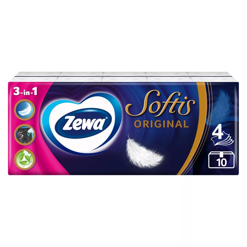 Zewa Softis Classic 4 rétegű papírzsebkendő (10x9 db)