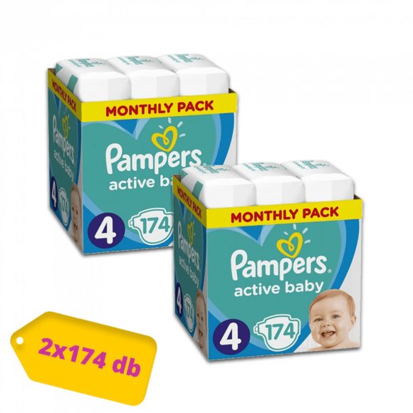 Pampers Active Baby pelenka, Maxi 4, 9-14 kg, 1+1, 348 db