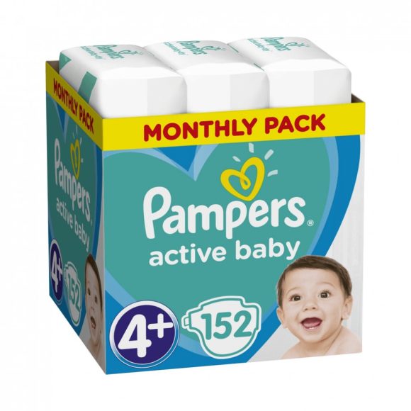 Pampers Active Baby pelenka, Maxi+ 4+, 10-15 kg, HAVI PELENKACSOMAG 152 db