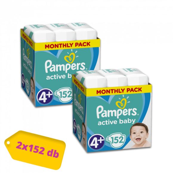 Pampers Active Baby pelenka, Maxi+ 4+, 10-15 kg, 1+1, 304 db