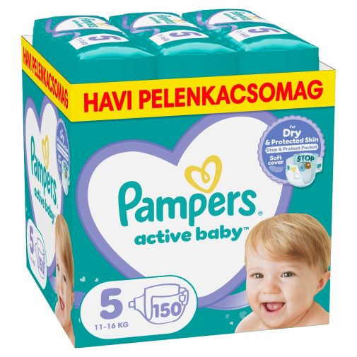 Pampers Active Baby pelenka, Junior 5, 11-16 kg, HAVI PELENKACSOMAG 150 db