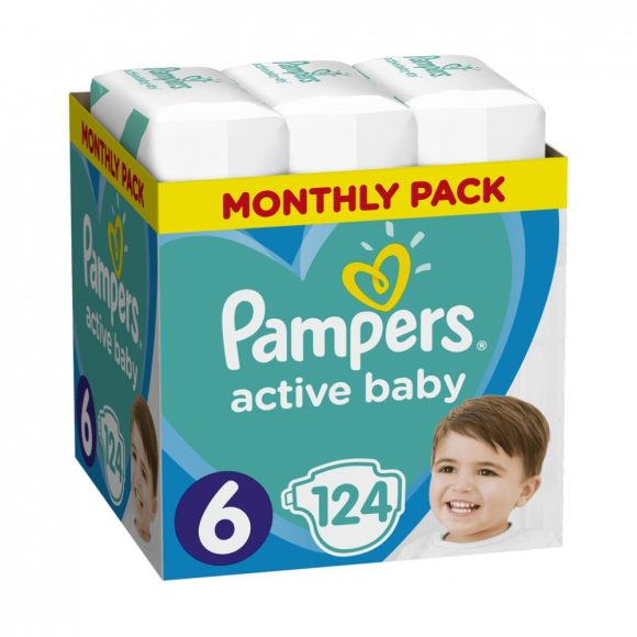 Pampers Active Baby pelenka, Junior 6, 13-18 kg, HAVI PELENKACSOMAG 124 db