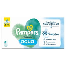   Pampers Harmonie Aqua Plastic Free műanyagmentes nedves törlőkendő (9x48 db)