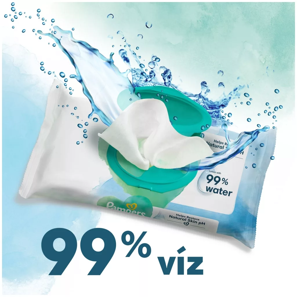 Pampers Harmonie Aqua Plastic Free műanyagmentes nedves törlőkendő (9x48 db)