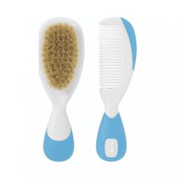 Chicco Fésű + kefe természetes sörtékkel (világoskék)