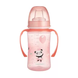  Canpol babies csöpögésmentes széles itatópohár, 240 ml, 6 hó+ (Exotic Animals rózsa)