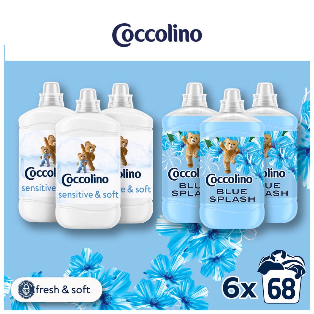 Coccolino Sensitive & Blue Splash öblítőválogatás (6x1700 ml)