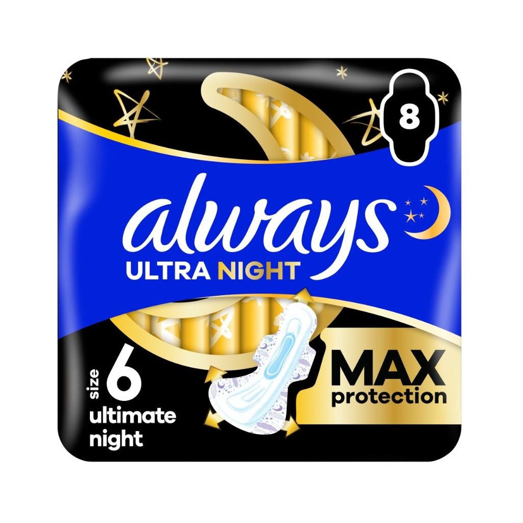 Always Ultra Ultimate Night egészségügyi betét, 6-os méret (8 db)
