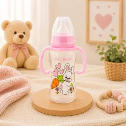   BabyBruin műanyag karcsúsított cumisüveg fogóval 240 ml (lányos)
