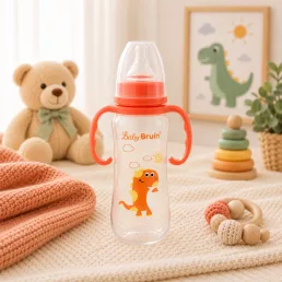   BabyBruin műanyag karcsúsított cumisüveg fogóval 240 ml (narancssárga)
