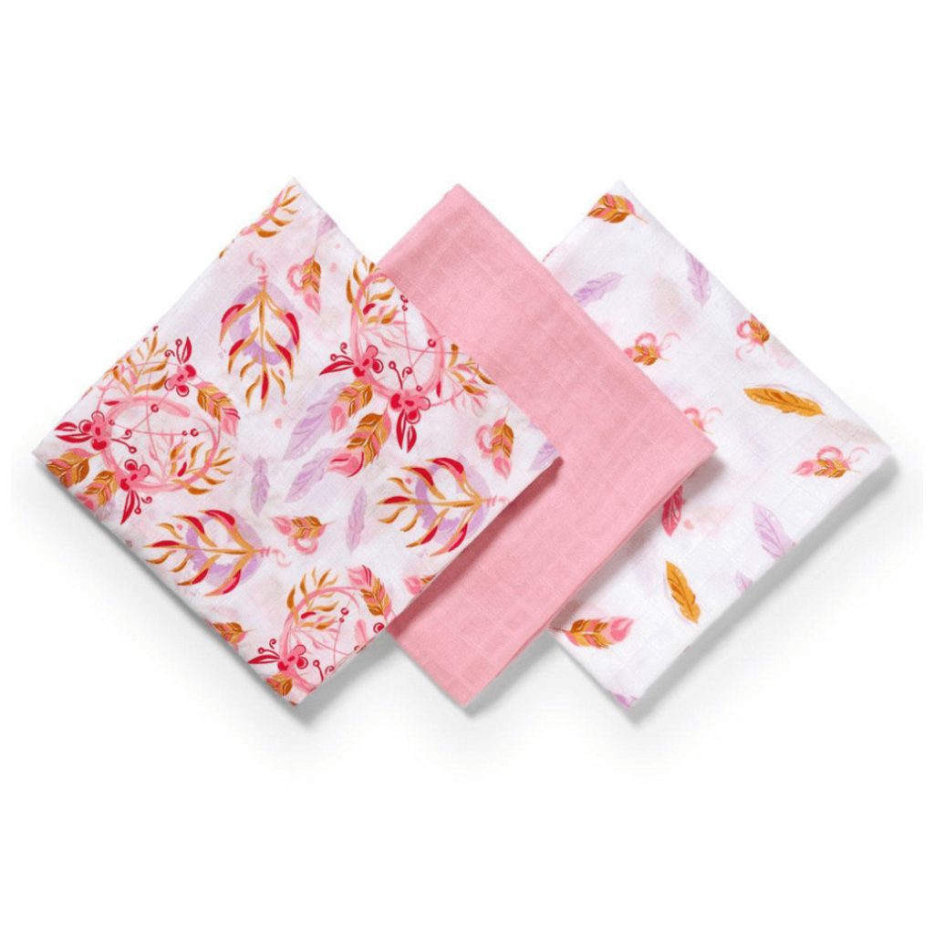 BabyOno bambusz textilpelenka - rózsa-levél (3 db)