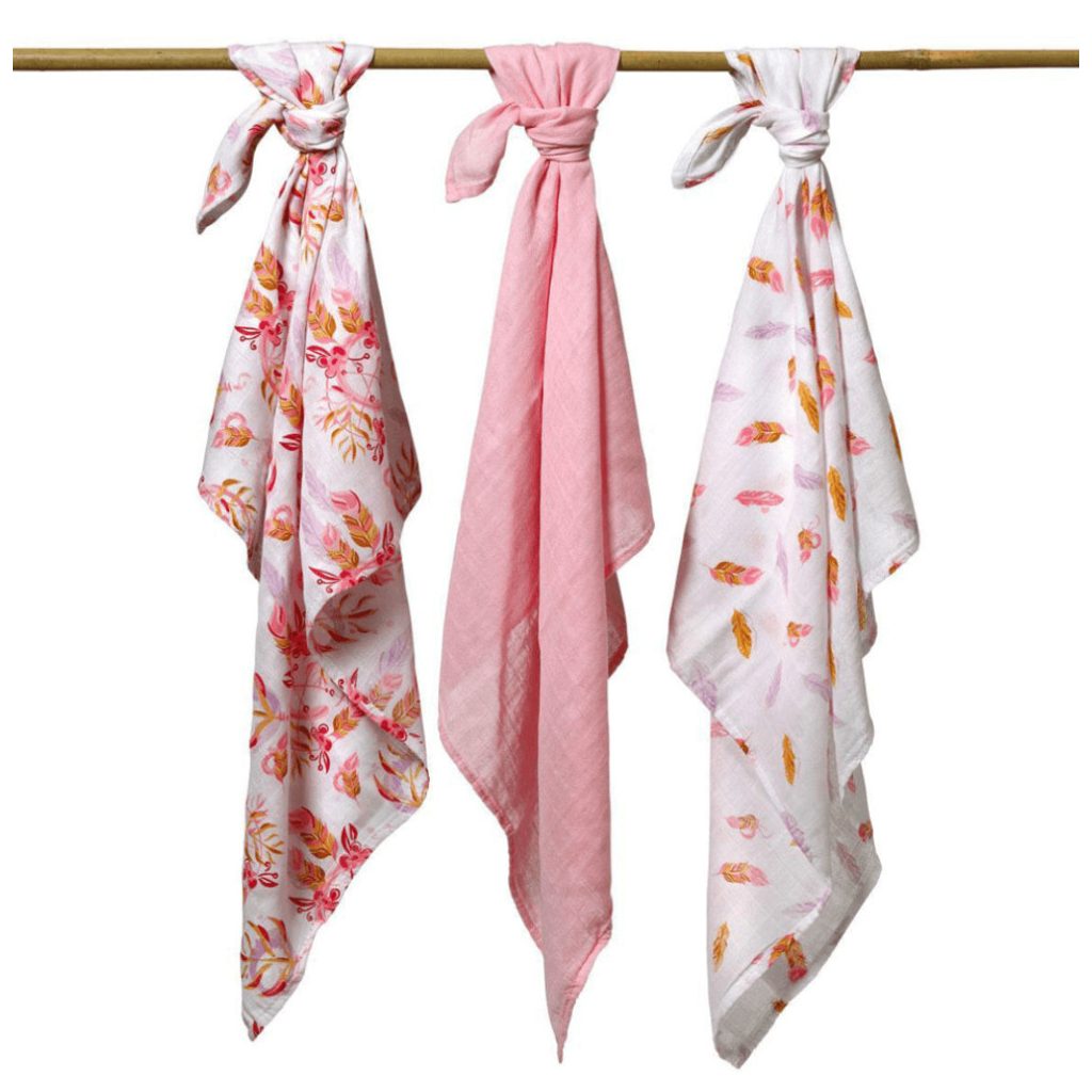 BabyOno bambusz textilpelenka - rózsa-levél (3 db)