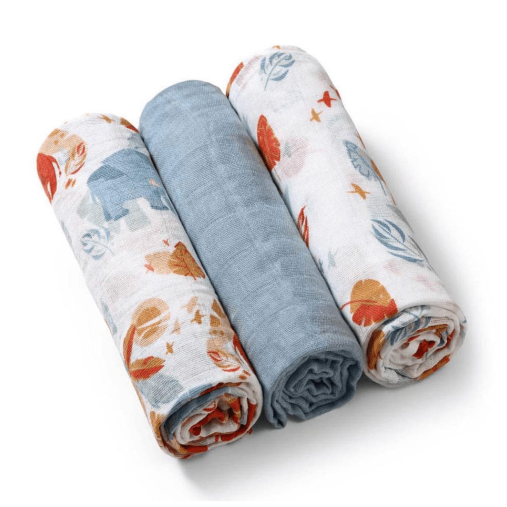 BabyOno textilpelenka - acélkék-állatkák (3 db)