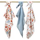 BabyOno textilpelenka - acélkék-állatkák (3 db)